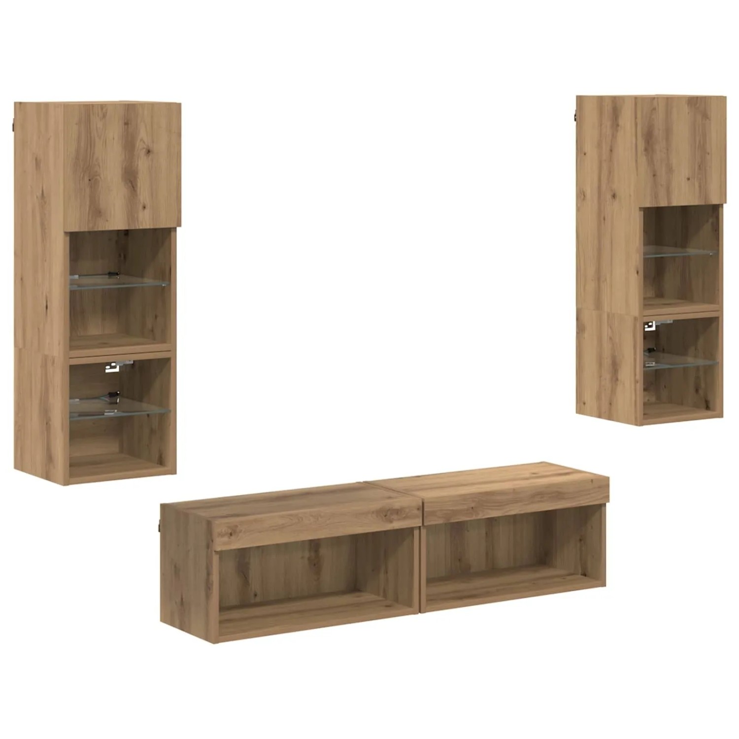 vidaXL TV-Wandmöbel Wandmontiert 6-Tlg Artisan-Eiche Holzwerkstoff 3402930