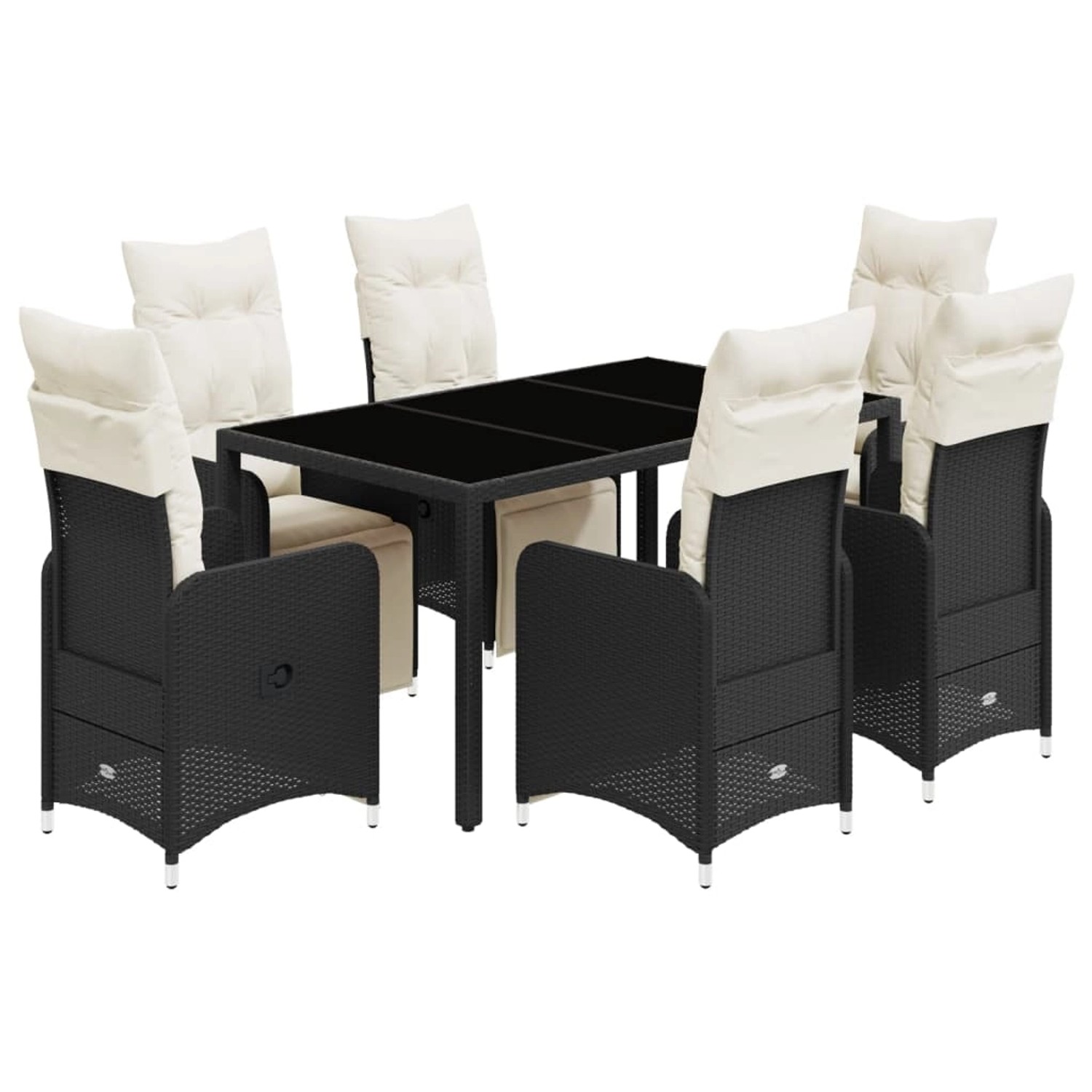 vidaXL 7-tlg Garten-Bistro-Set mit Kissen Schwarz Poly Rattan Modell 5