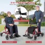 Costway Rollator, rot, faltbar, mit Sitz und Tasche. Als Rollstuhl und Gehhilfe nutzbar.