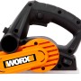 Worx WX615 Elektrohobel (750 W) in Schwarz und Orange, Seitenansicht.