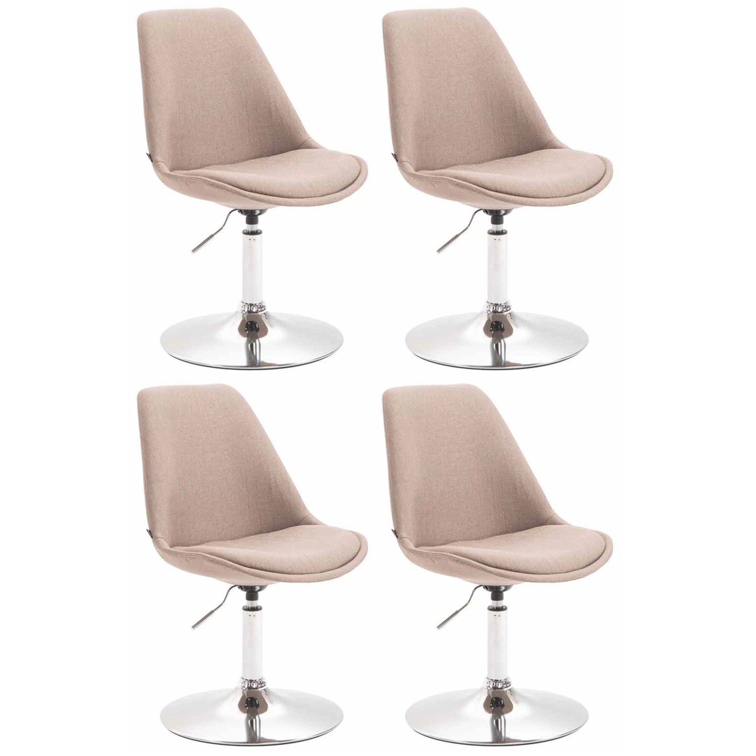CLP 4er Set Esszimmerstühle Maverick Stoff Taupe/Chrom