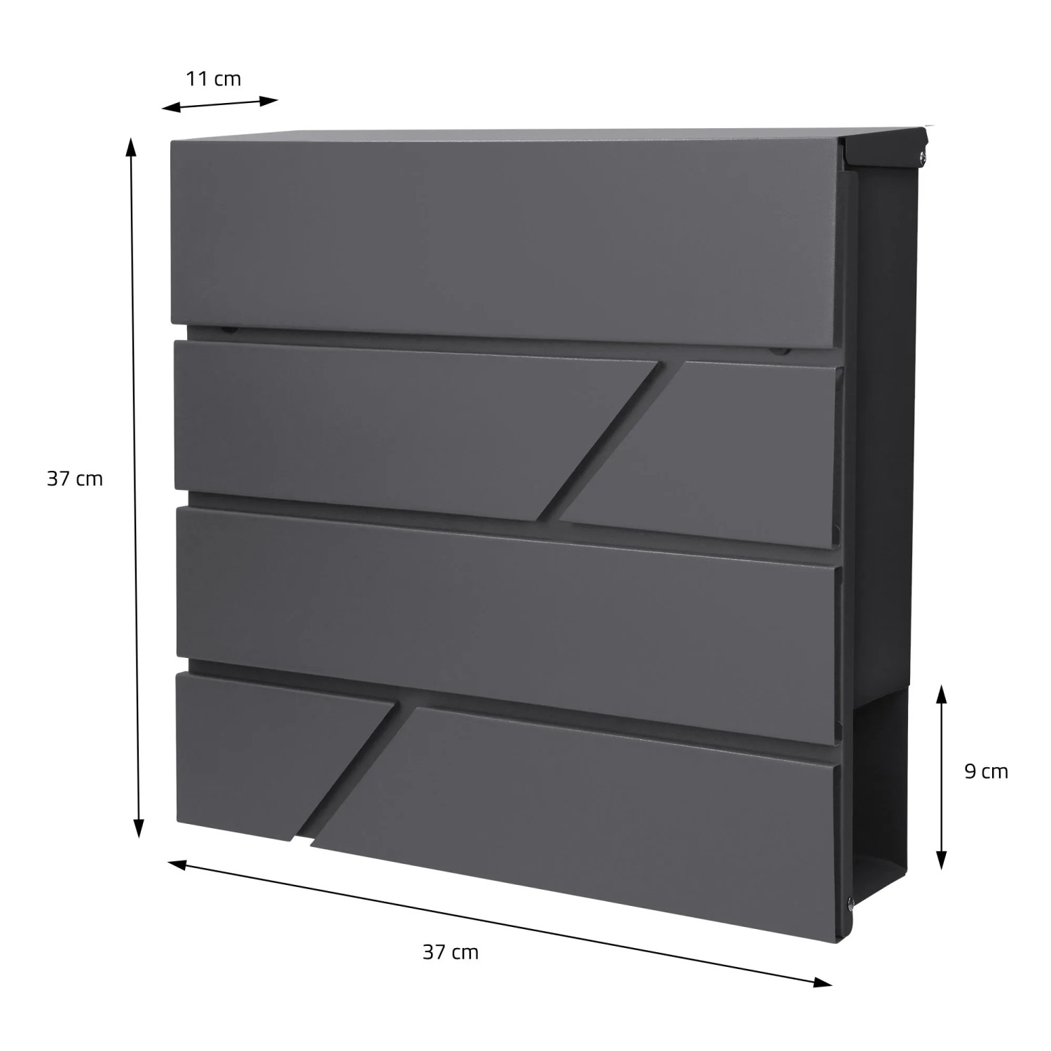 Moderner ML-Design Standbriefkasten in Anthrazit mit Zeitungsfach und 120 cm Pfosten.