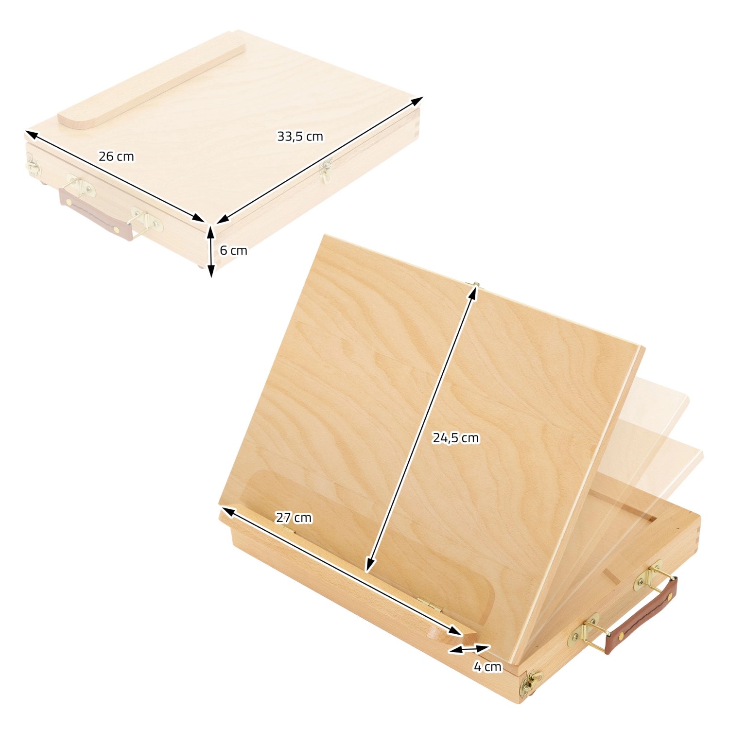 ECD Germany Tischstaffelei aus Holz mit Schublade und Palette, verstellbare Holzstaffelei für Bastelfarben.