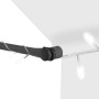Nahaufnahme der leuchtenden LED-Lichter am dunklen Arm der vidaXL Markise mit schwarzem Knopf.