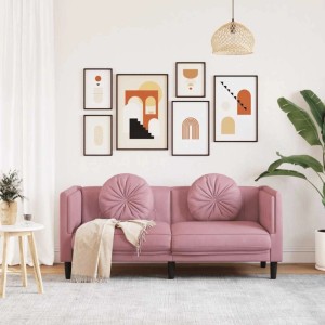 vidaXL Sofa mit Kissen 2-Sitzer Rosa Samt 372635
