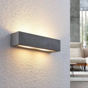 Lindby Beton Wandleuchte Wandlampe Innen Nellie 9624678 Modern in Alu aus Beton 2-flammig G9 Wohnzimmerleuchte