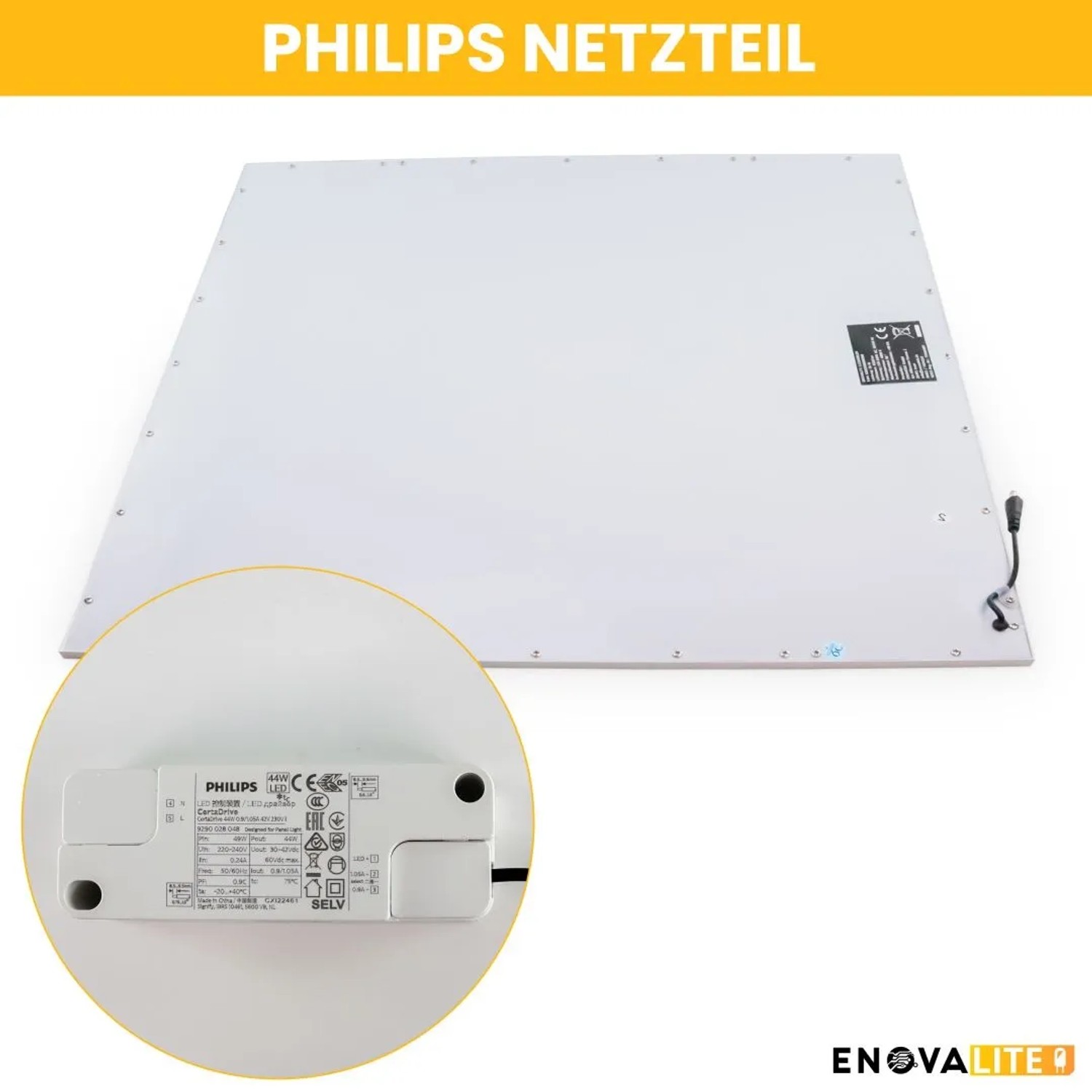 ENOVALITE LED Panel 62x62 cm 4er-Pack, Rasterleuchte mit Philips Driver, warmweiß.