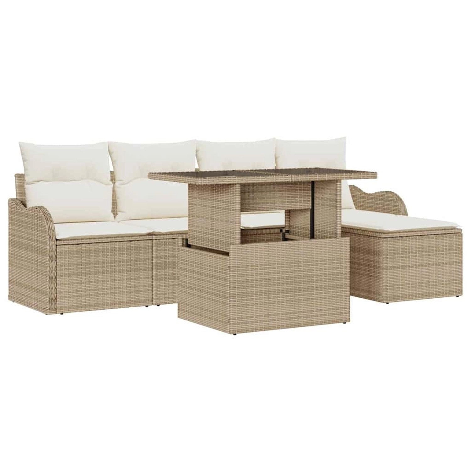 vidaXL Garten-Sofa-Set mit Kissen 6-Tlg Beige Poly Rattan 3348447 günstig online kaufen