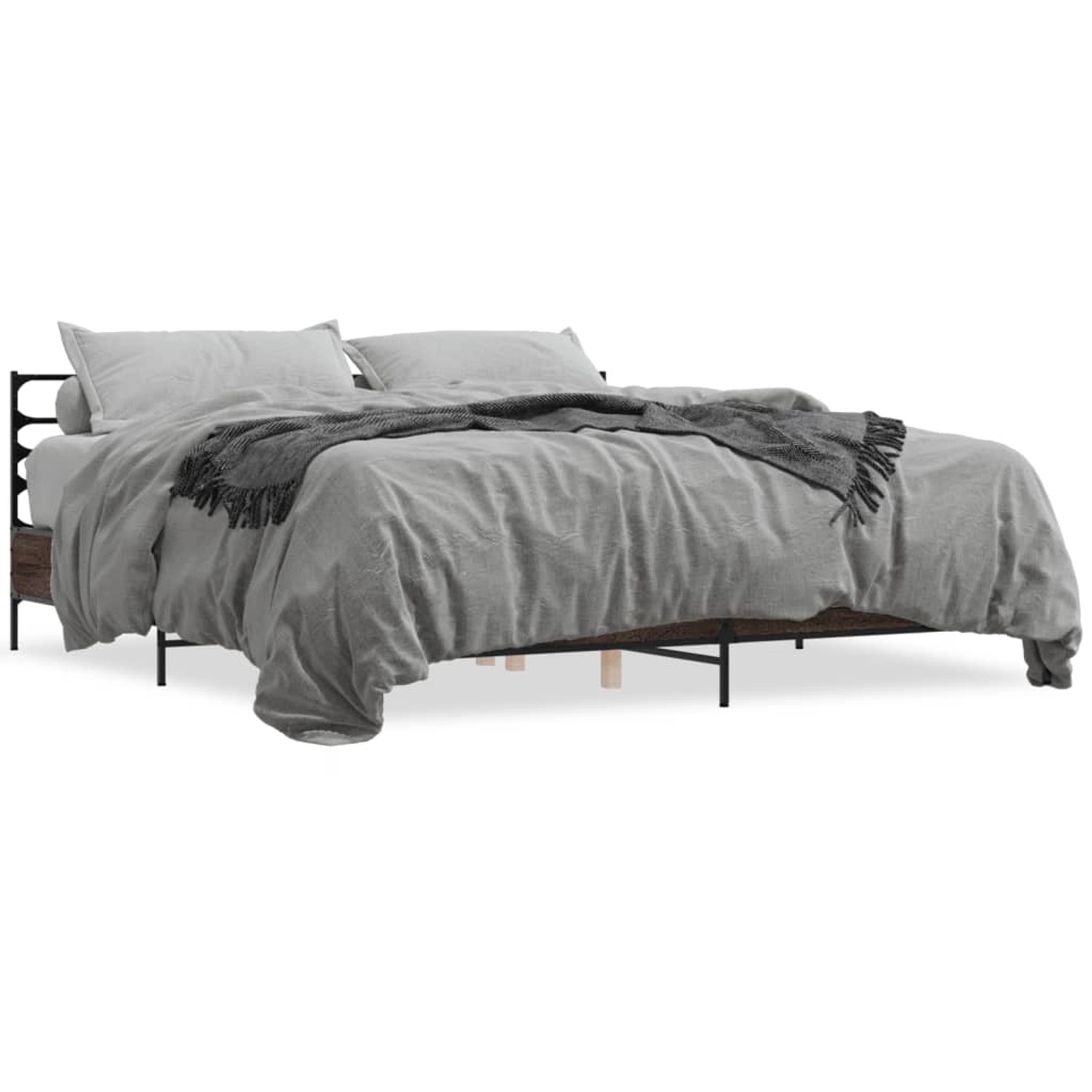 vidaXL Bettgestell Braun Eichen-Optik 200x200 cm Holzwerkstoff Metall 32800 günstig online kaufen