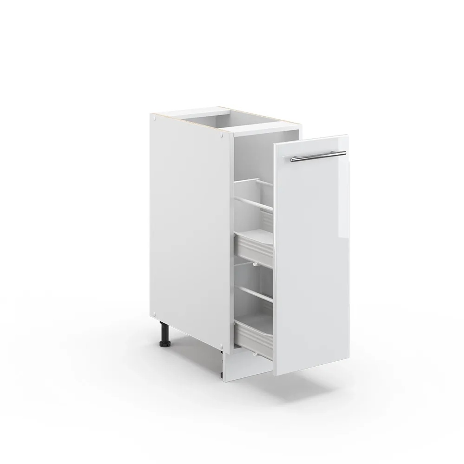 Vicco Apothekerschrank Fame-Line, weiß hochglanz, 30 cm breit, ohne Arbeitsplatte. Küchenschrank mit Auszügen.