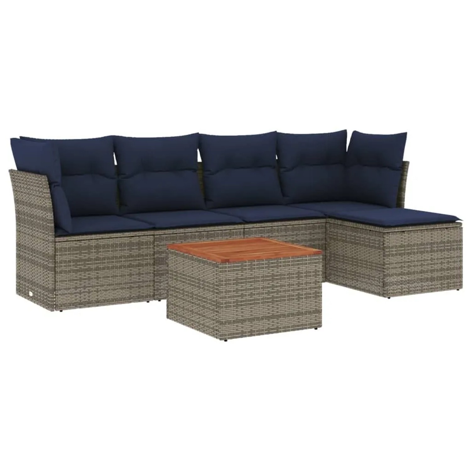 vidaXL 6-Tlg Gartensofa-Set mit Kissen Grau Polyrattan 3255949 günstig online kaufen