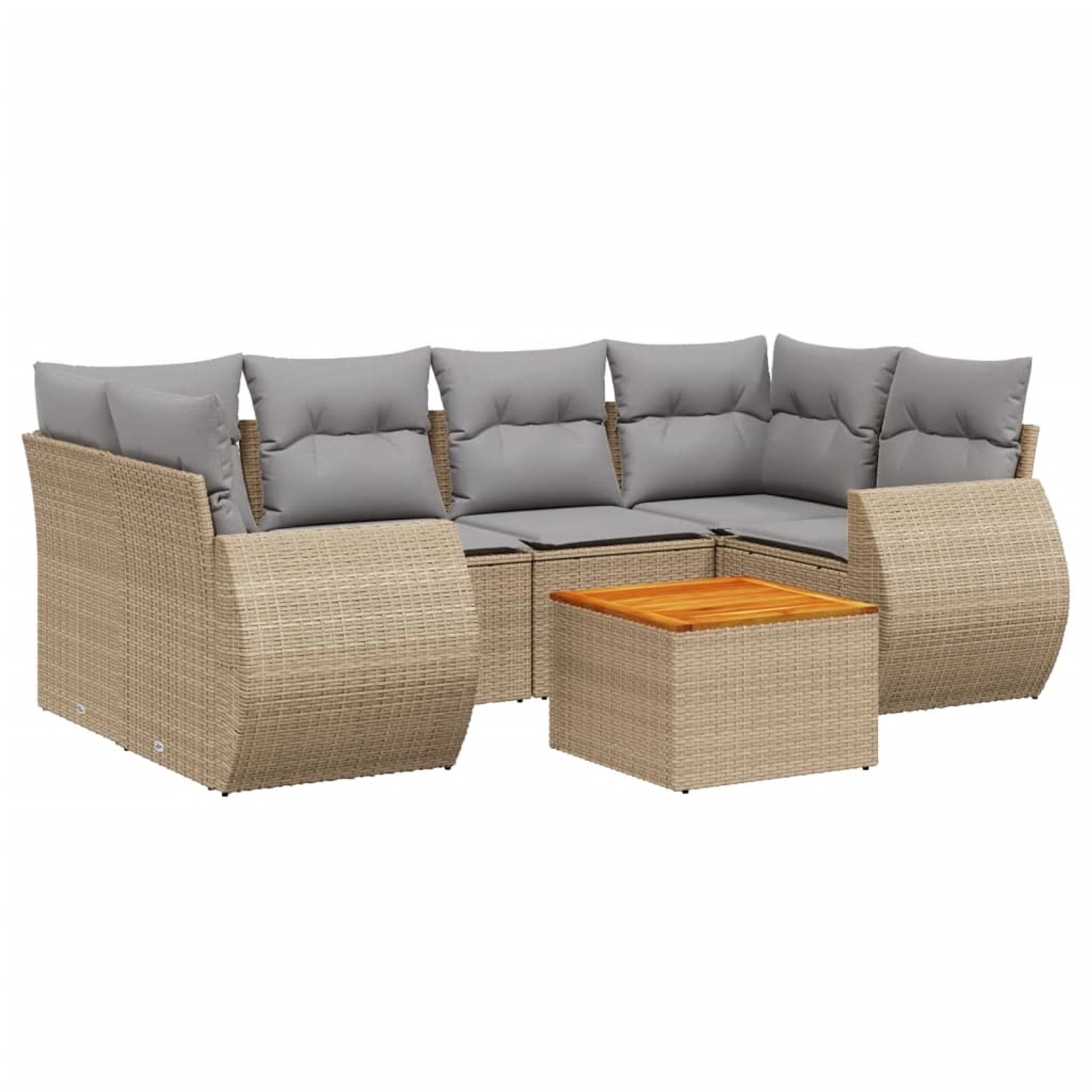 vidaXL 7-Tlg Garten-Sofagarnitur mit Kissen Beige Poly Rattan 3224904 günstig online kaufen