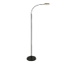 Schwarze, dimmbare Brilo LED-Stehleuchte Megg mit schwenkbarem Kopf, 150 cm hoch.