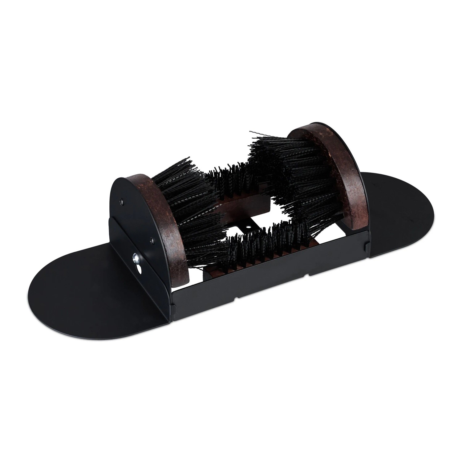 Relaxdays Schuhabstreifer Holz Eisen Kunststoff Schwarz Braun Rutschfest 12 x 23 x 15,5 cm 1,6 kg