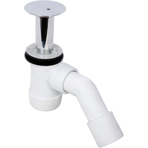 Viega Duoplex Ablauf in Weiß für flache Duschwannen mit Chrom Abdeckhaube und 45° Ablaufbogen.