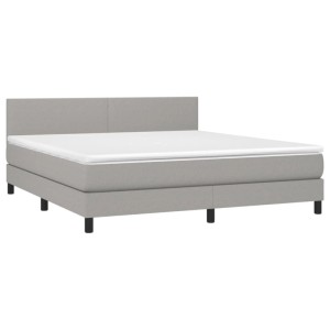 vidaXL Boxspringbett mit Matratze Hellgrau 160x200 cm Stoff 3139905