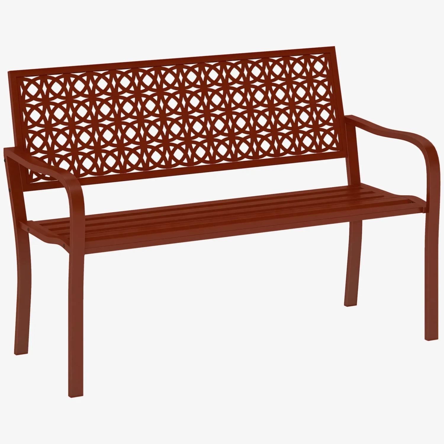 Outsunny Gartenbank Stahl Rot 127L x 63B x 85H cm