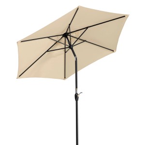 Schneider Marktschirm in Natur mit Knickfunktion, Bezug aus Polyester, geöffnet.