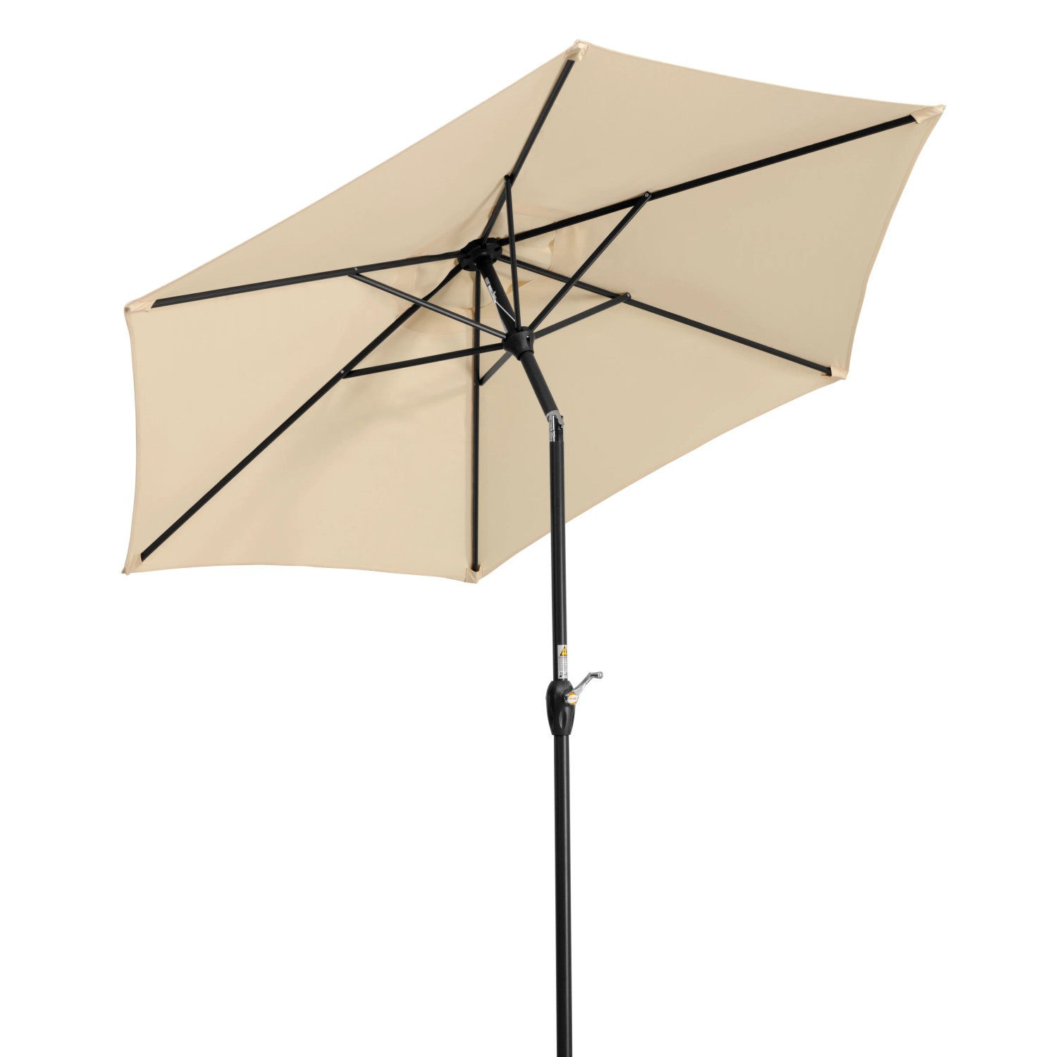 Schneider Marktschirm in Natur mit Knickfunktion, Bezug aus Polyester, geöffnet.
