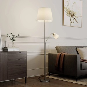 Lindby Stehlampe Nantwin 9624713 Modern in Weiß aus Textil 1-flammig E27 Wohnzimmerleuchte