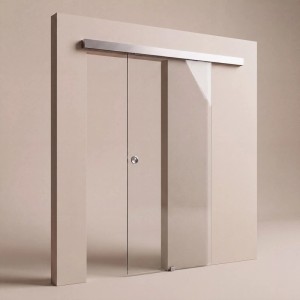 Doorlegro Glasschiebetür Klar 900 mm x 2050 mm Edelstahl