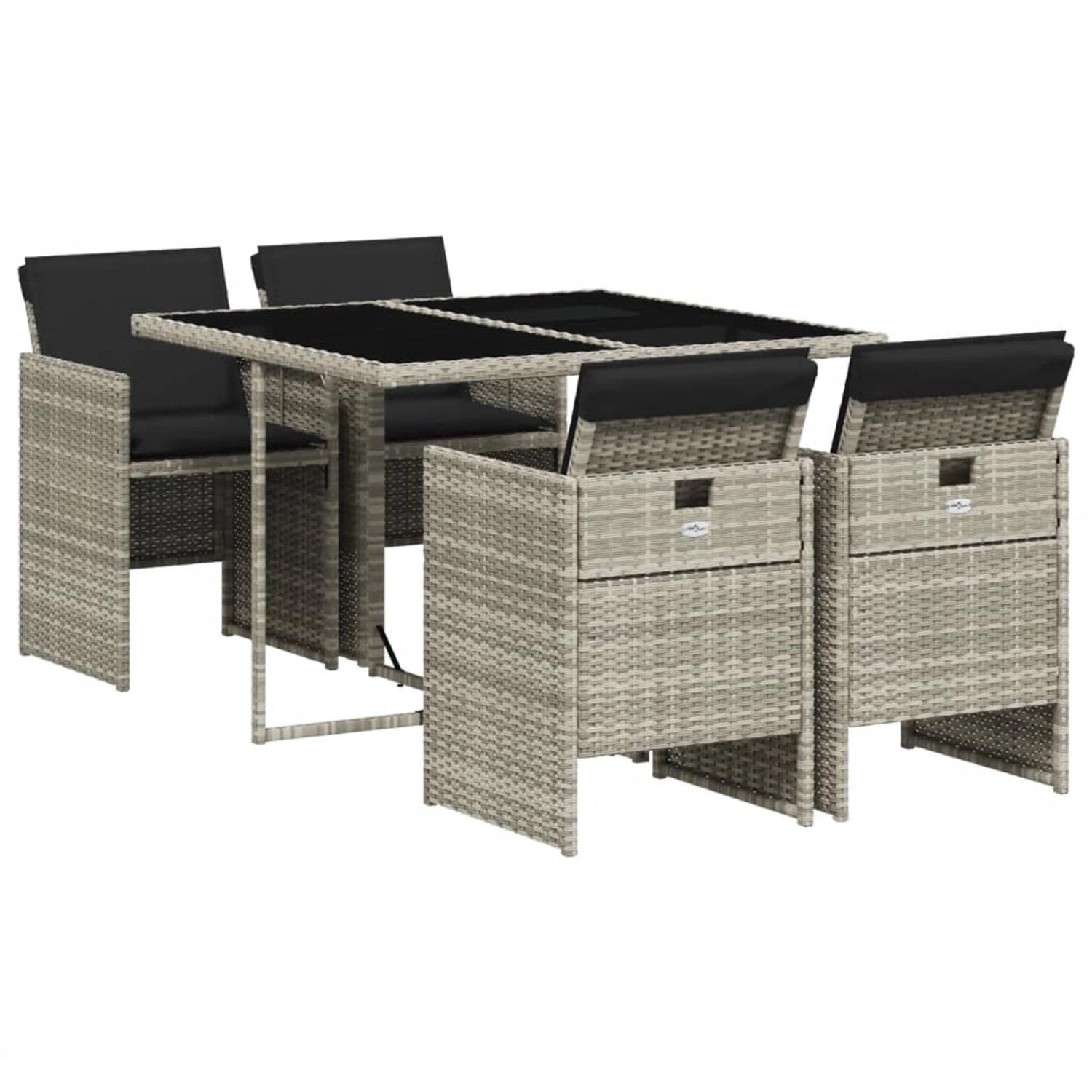 vidaXL 5-Tlg Garten-Essgruppe mit Kissen Hellgrau Poly Rattan 3277666
