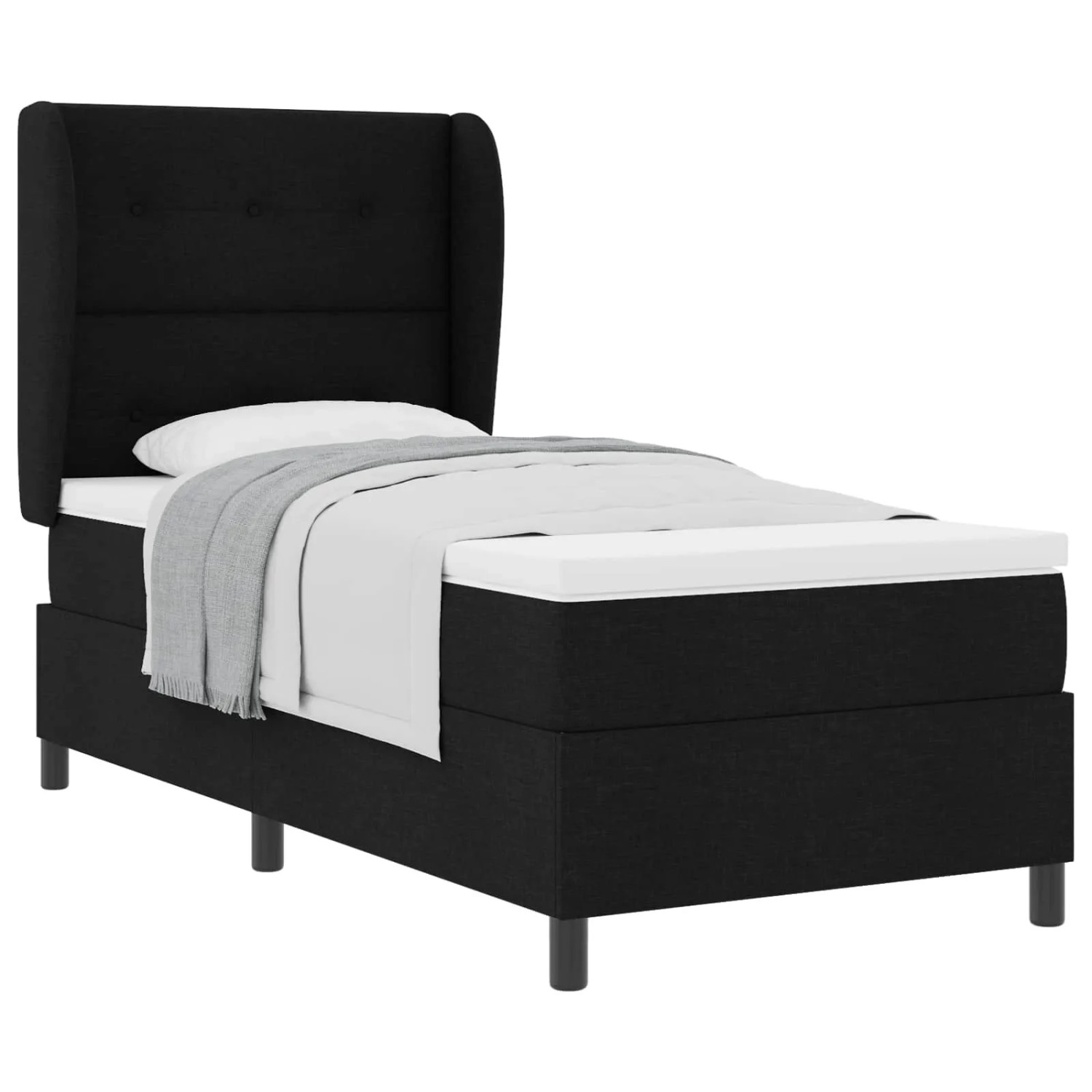 vidaXL Boxspringbett mit Matratze Schwarz 90 x 190 cm Stoff 3340538
