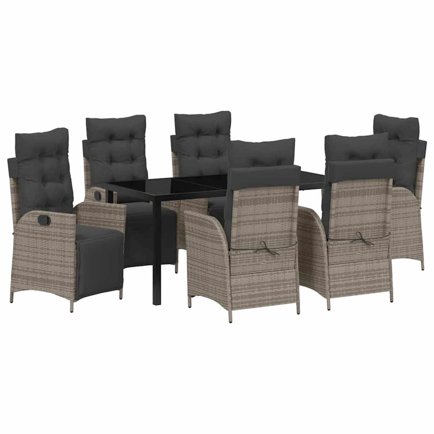 vidaXL Garten Essgruppe 7-Tlg Grau Poly Rattan 3380551 günstig online kaufen
