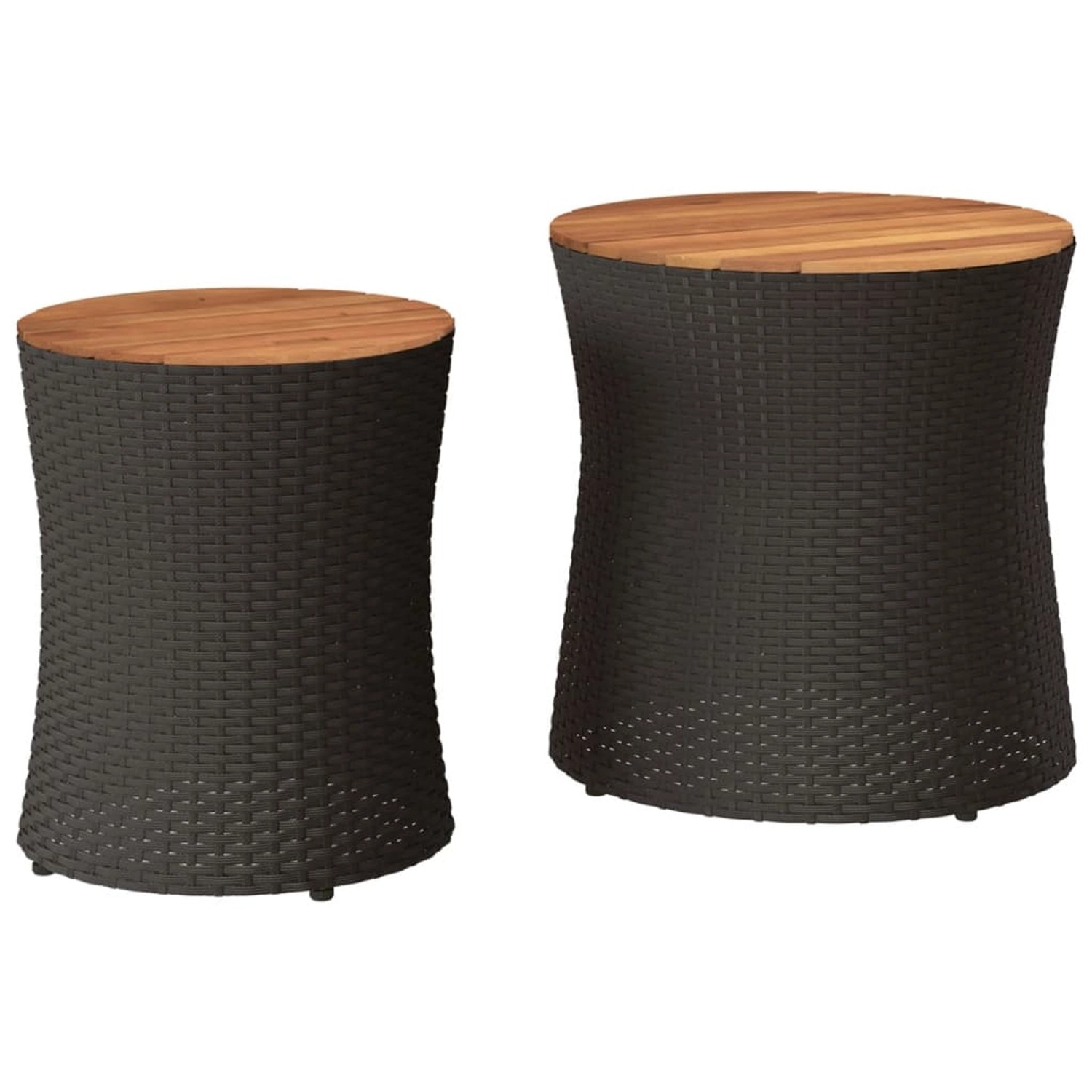 vidaXL Garten-Beistelltische 2 Stk mit Holzplatte Schwarz Poly Rattan 36628 günstig online kaufen