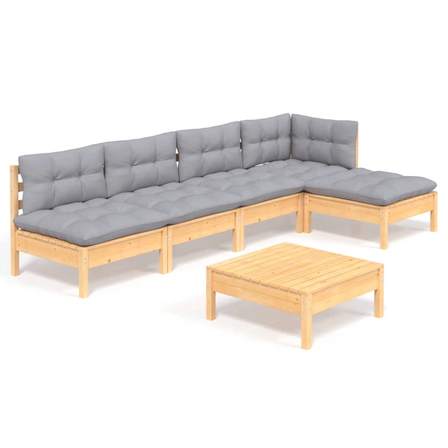 vidaXL 6-Tlg Garten-Lounge-Set mit Grauen Kissen Kiefernholz 3096339 günstig online kaufen