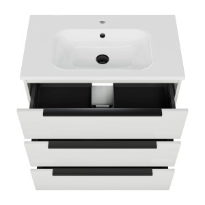 Pelipal Quantum Badmöbel-Set, 81 cm, Schneeweiß Glanz mit 3 Auszügen.