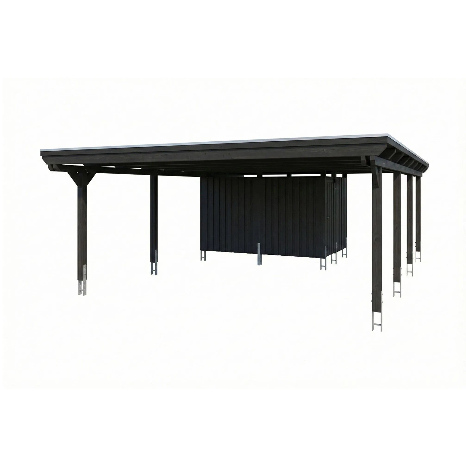 Skan Holz Carport Emsland EPDM-Dach mit Abstellraum 609 cm x 846 cm Anthrazit