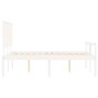 Weißes Massivholzbett 140x190 cm mit Lattenrost und Kopfteil für Schlafzimmer.