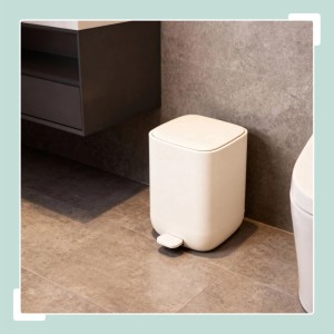 Relaxdays Mülleimer Kunststoff Beige Softclose 9 l 27 cm x 21 cm x 26 cm 0,9 kg