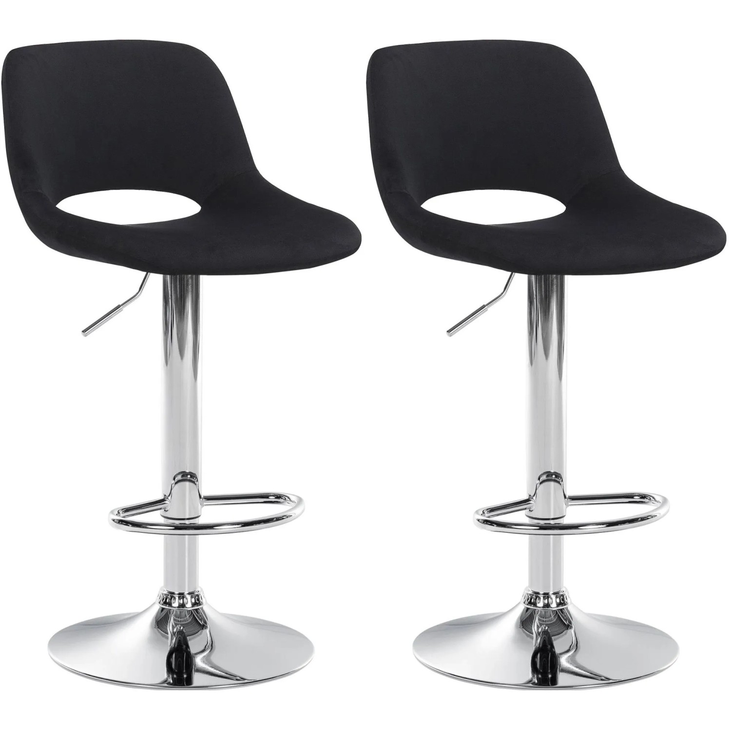 DELUKE Barhocker 2er Set JAKSON Schwarz Samt Chrom Barstuhl Mit Lehne Tresenhocker Tresenstuhl