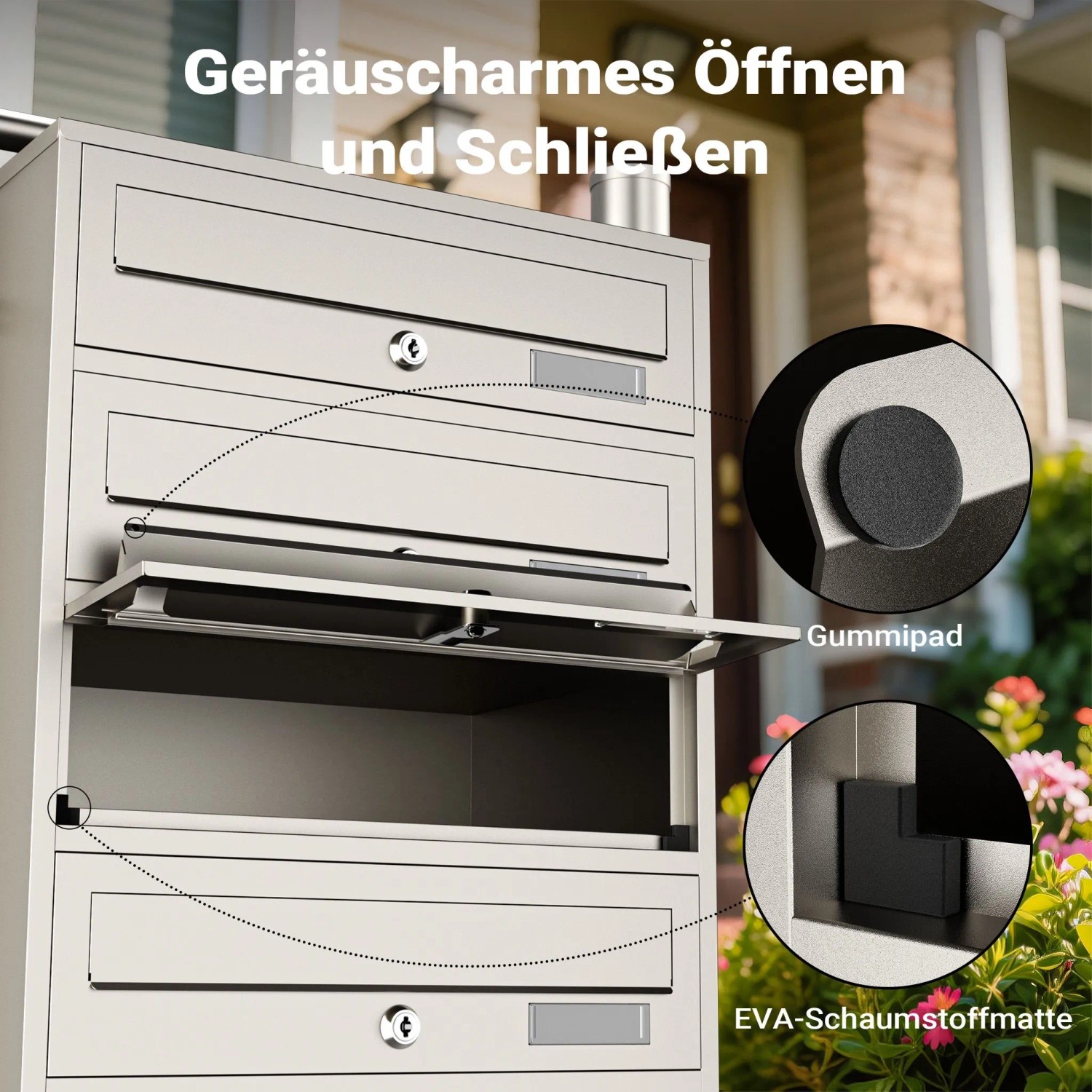 Wiltec 5Er Briefkastenanlage Edelstahl 556X270X1500Mm Standbriefkasten Post_6