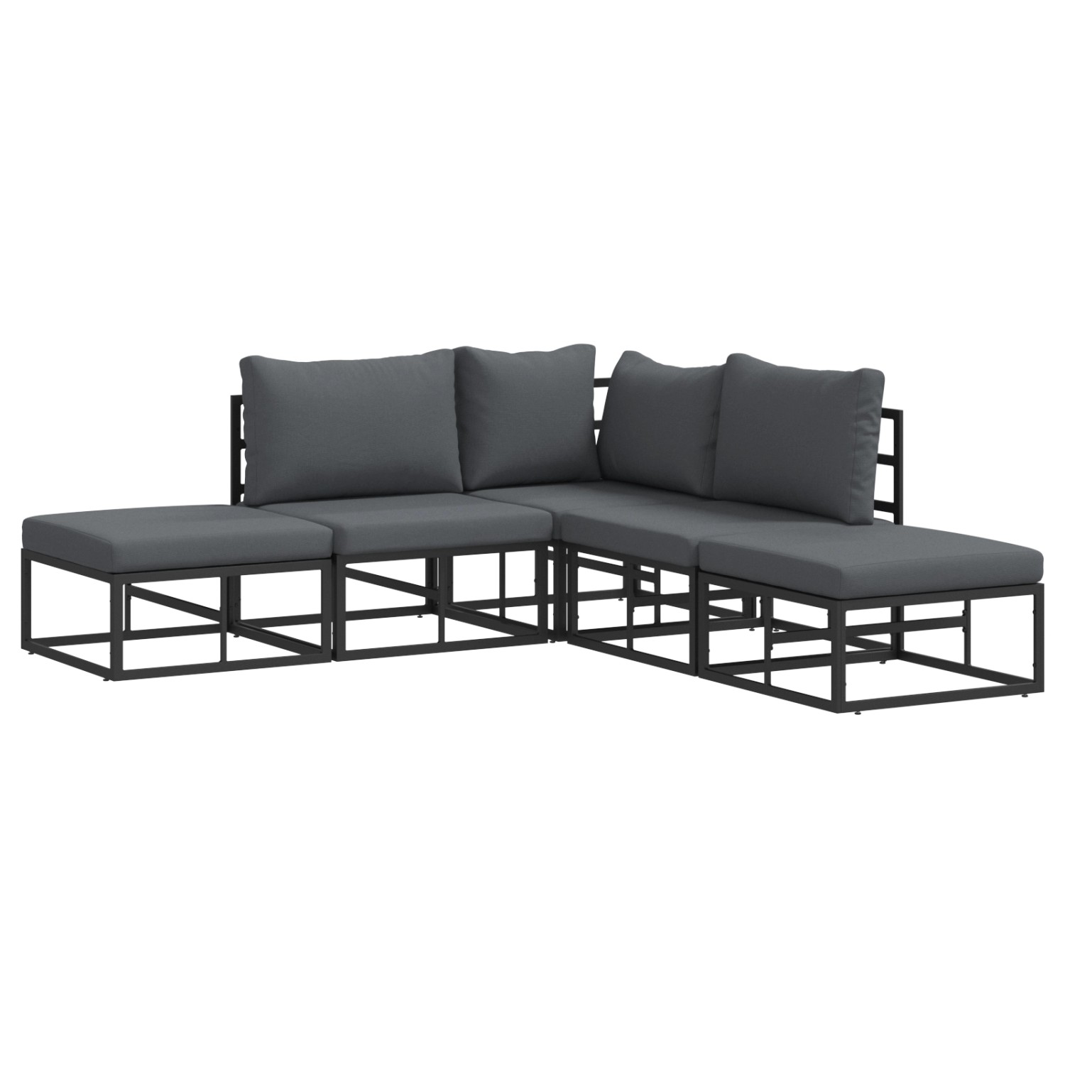 vidaXL Garten-Sofa-Set mit Kissen 5-Tlg Schwarz Aluminium 3378871 günstig online kaufen