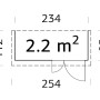 Grundriss Palmako Gerätehaus Leif, 234x95 cm, hellgrau, 2,2 m² Fläche.