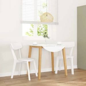 vidaXL Esszimmerstühle 2 Stk Weiß Massivholz Gummibaum 4102433