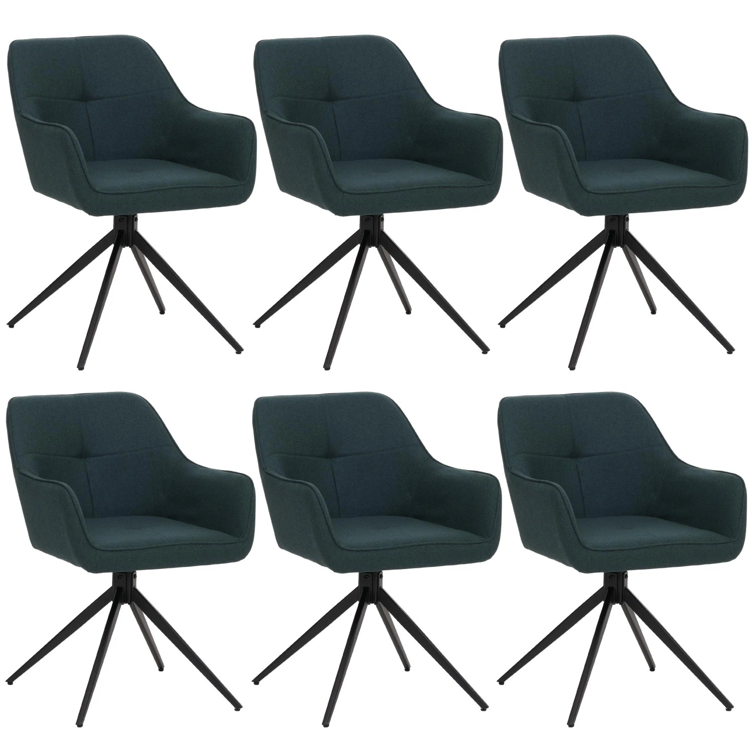 CHEFGASTRO Esszimmerstuhl 6er-Set 80x53x59cm Sitzhöhe 41cm Stoff/Textil Petrol-Grün