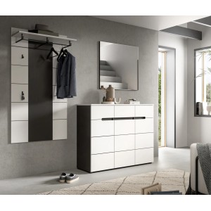 Inn.Furn Garderoben-Set 3-teilig in Weiß und Grau 215 cm Cooper