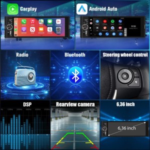 Junsung 1 Din Radio 6 Zoll Wireless Carplay HD IPS Touchscreen Bluetooth 5 Autoradio mit Android Auto FM Mirror Link EQ Ton