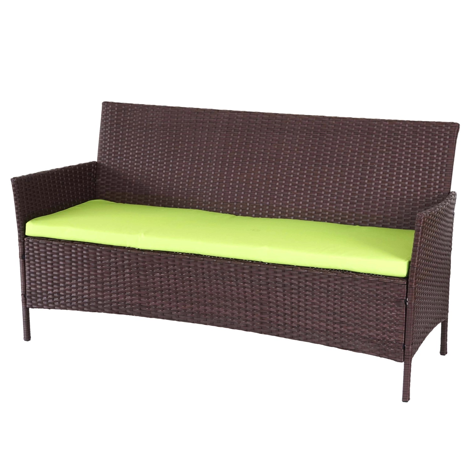 MCW 3-Sitzer Poly-Rattan Gartenbank Hamar Braun-meliert Kissen Grün