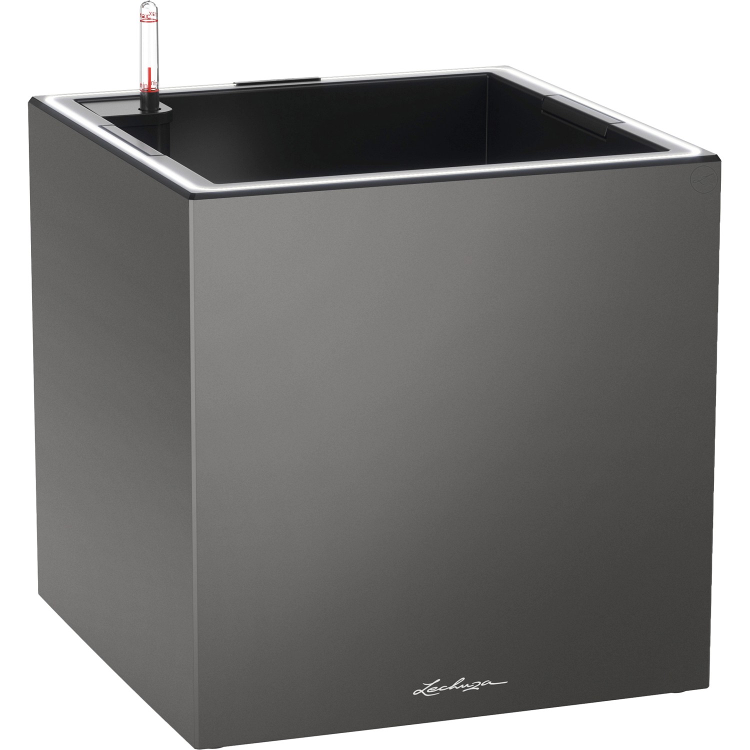 Lechuza Pflanzgefäß Canto Premium low LED 40 Athraz. Metal. 40x40cm m. Lichtband