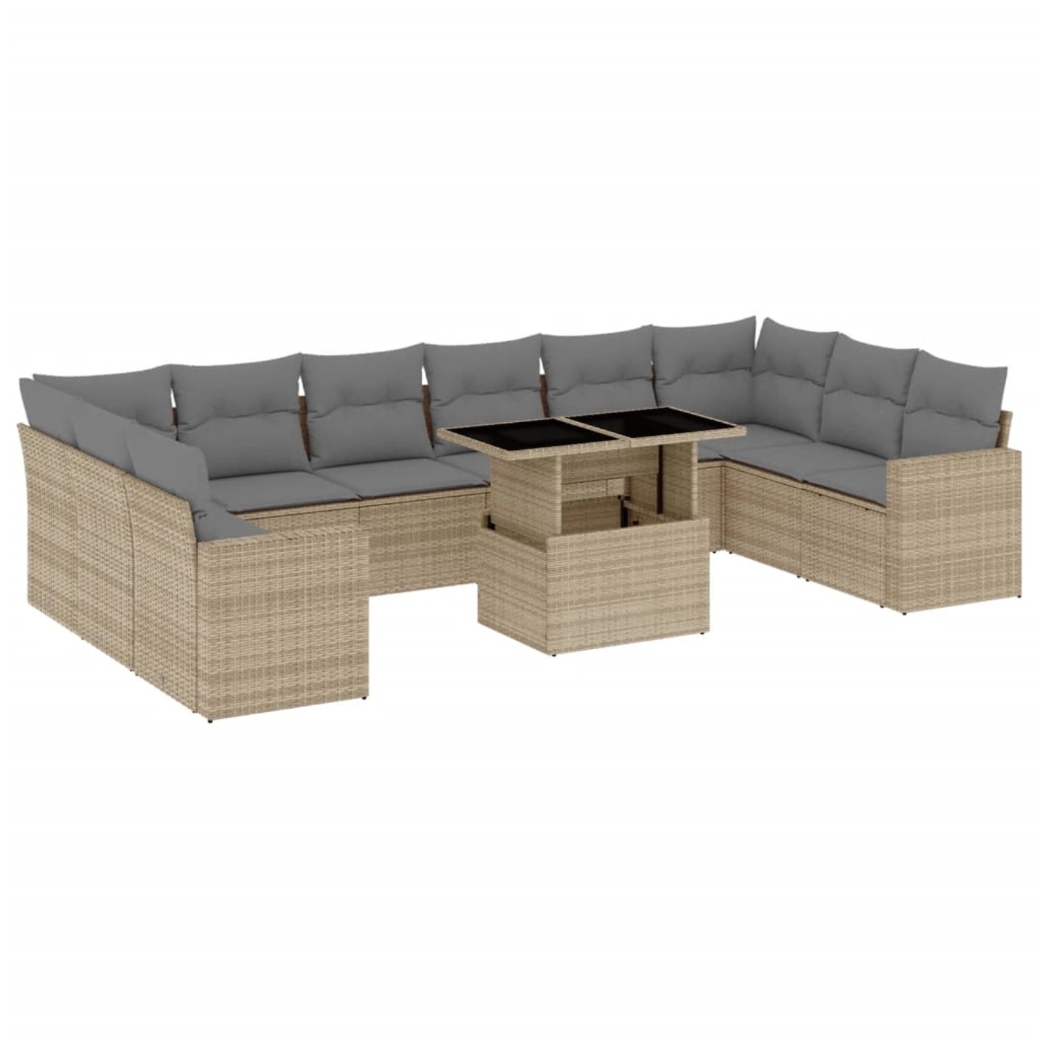 vidaXL 11-tlg Garten-Sofagarnitur mit Kissen Beige Poly Rattan Modell 159 günstig online kaufen