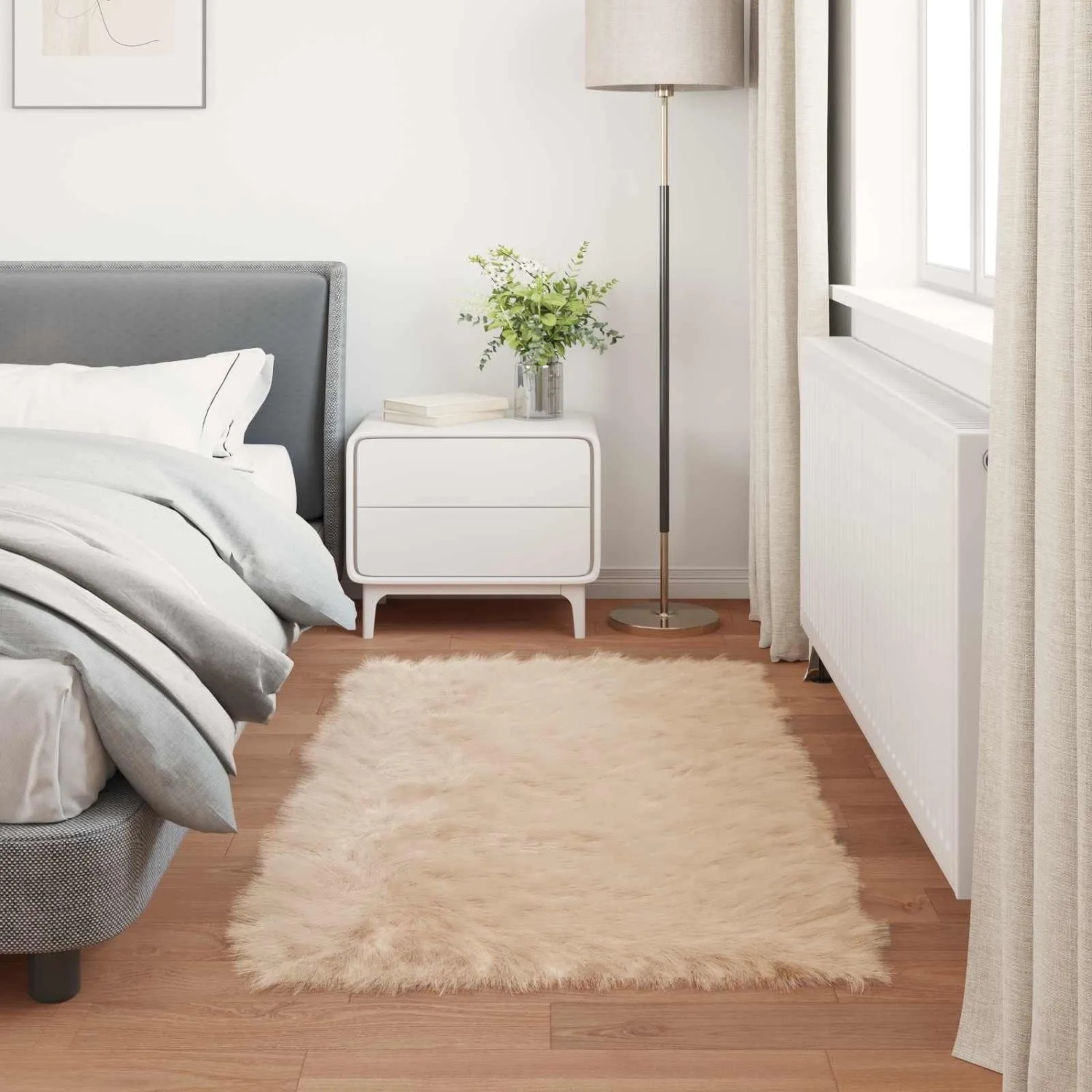 vidaXL Kunstschaffell Teppich Tafalla Beige 60 x 110 cm Polyester 42021477_4