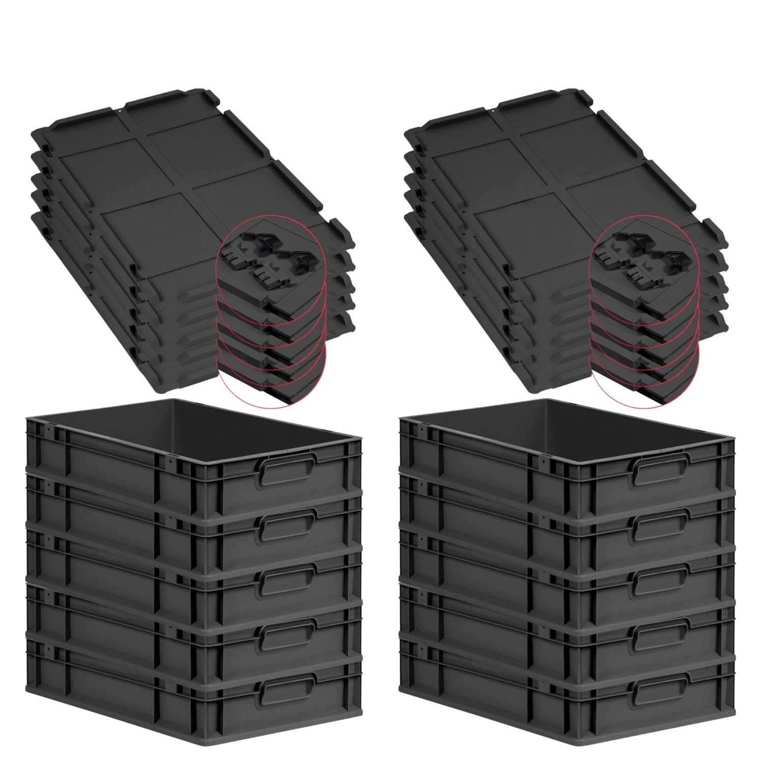 PROREGAL SuperSparSet 10x Eurobox Nextgen Grip Mit Scharnierdeckel Und Schw günstig online kaufen