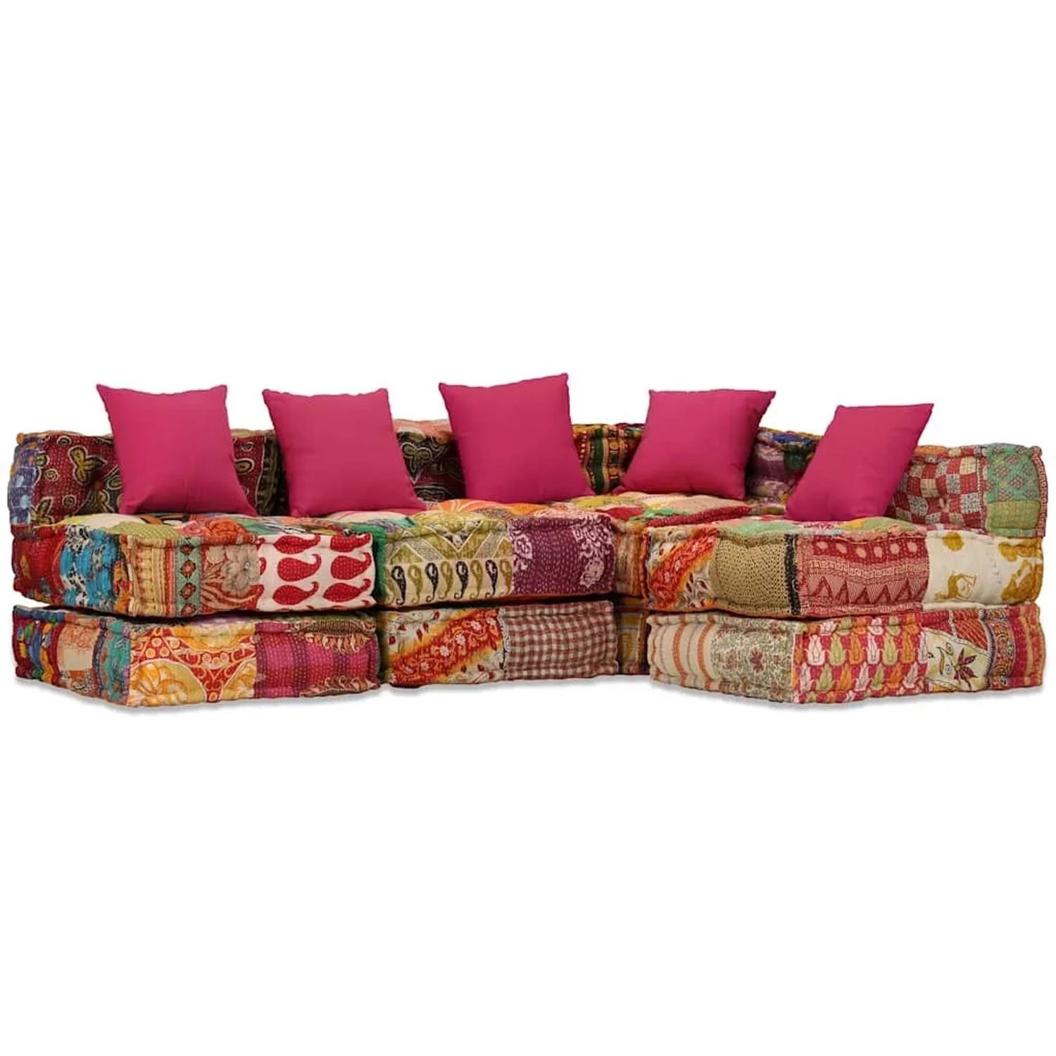 vidaXL 4-Sitzer Modularer Pouf Patchwork Stoff 244981