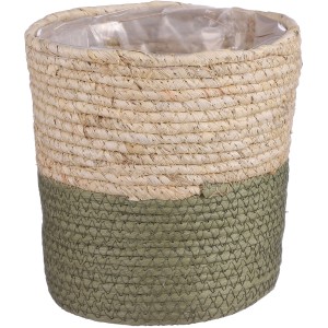 Grüner Mica Decorations Korb Rachel, rund, Ø 18 cm, aus Seegras, ideal als Übertopf.