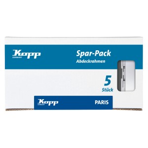 Kopp Abdeckrahmen Paris, 2-fach, Silber, 5er-Pack. Schalterrahmen für senkrechte/waagerechte Montage.